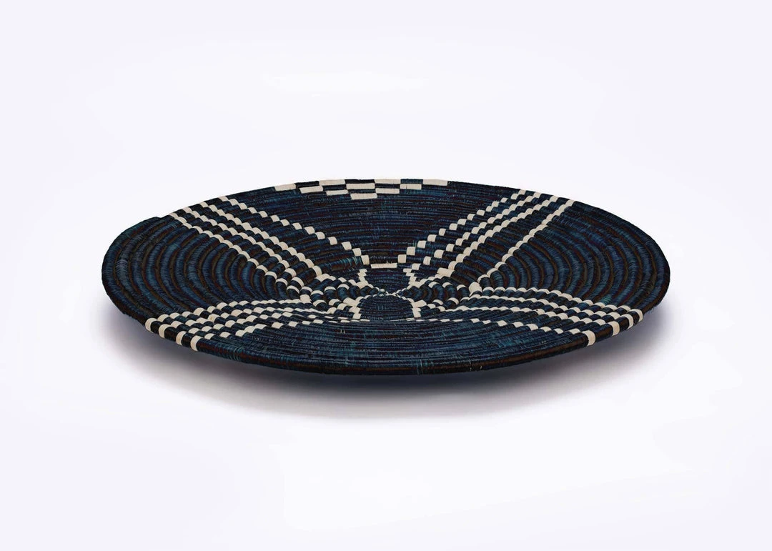 KAZI Home Goods Large Navy Sanaa Woven Wall Plate 4 KAZI Home Goods Large Navy Sanaa Woven Wall Plate