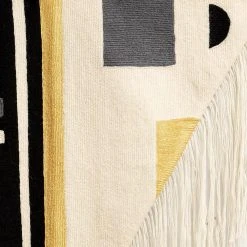 Leah Singh Black + White Wool Fringe Tapestry Home Goods