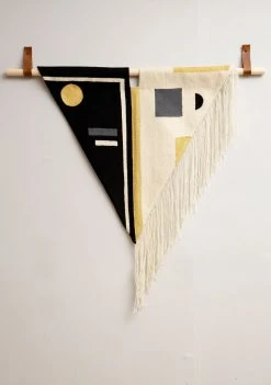 Leah Singh Black + White Wool Fringe Tapestry Home Goods