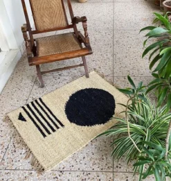 Leah Singh Lola Jute Rug - Circle + Lines