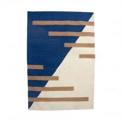 Leah Singh Luna Stripes Wool Rug - Blue