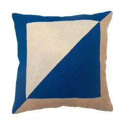 Leah Singh Home Goods Marianne Square Wool Throw Pillow Cover - Blue
