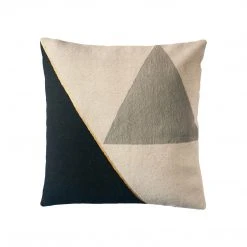 Leah Singh Midnight Cliff Wool Throw Pillow Cover - Black + Creme