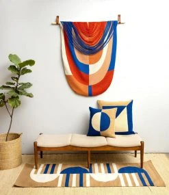Leah Singh Red + Blue Wool Tapestry