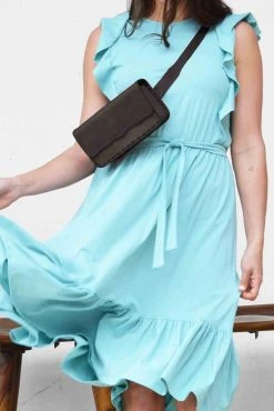 Purse & Clutch Leather Belt Bag - Charcoal