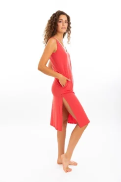 Leena & Lu Pima Long Dress - Coral BIPOC Owned