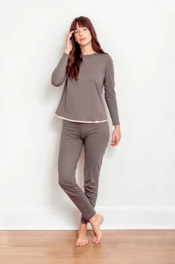 Leena & Lu Best Sellers Pima Long Sleeve And Pants Pajama Set