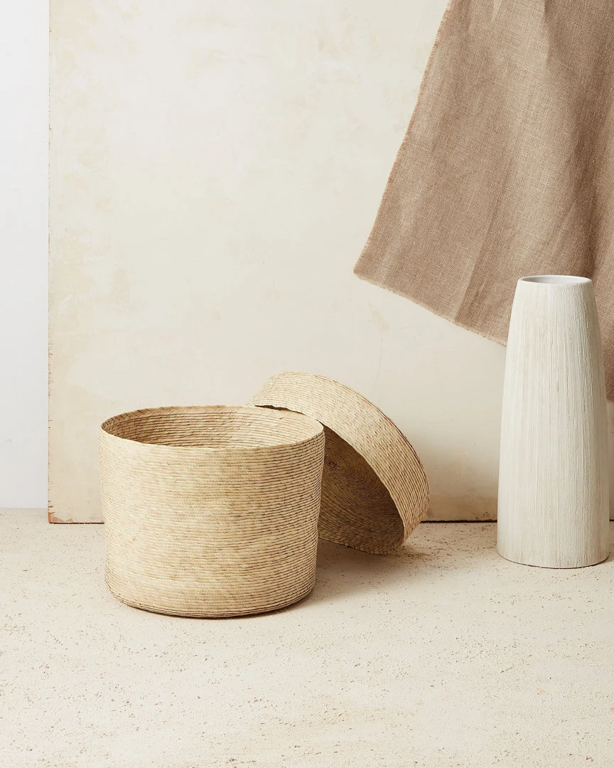 Minna Lidded Palm Basket 6 Minna Lidded Palm Basket