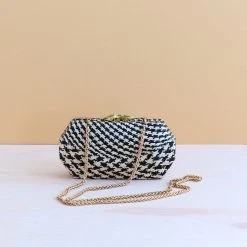 LIKHÂ Accessories Black Houndstooth Clutch