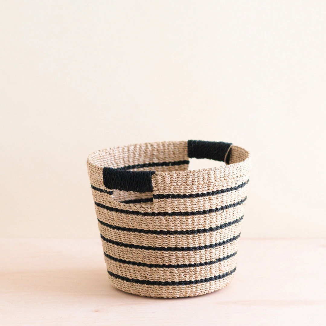 LIKHÂ Black + Natural Striped Tapered Basket 3 LIKHÂ Black + Natural Striped Tapered Basket