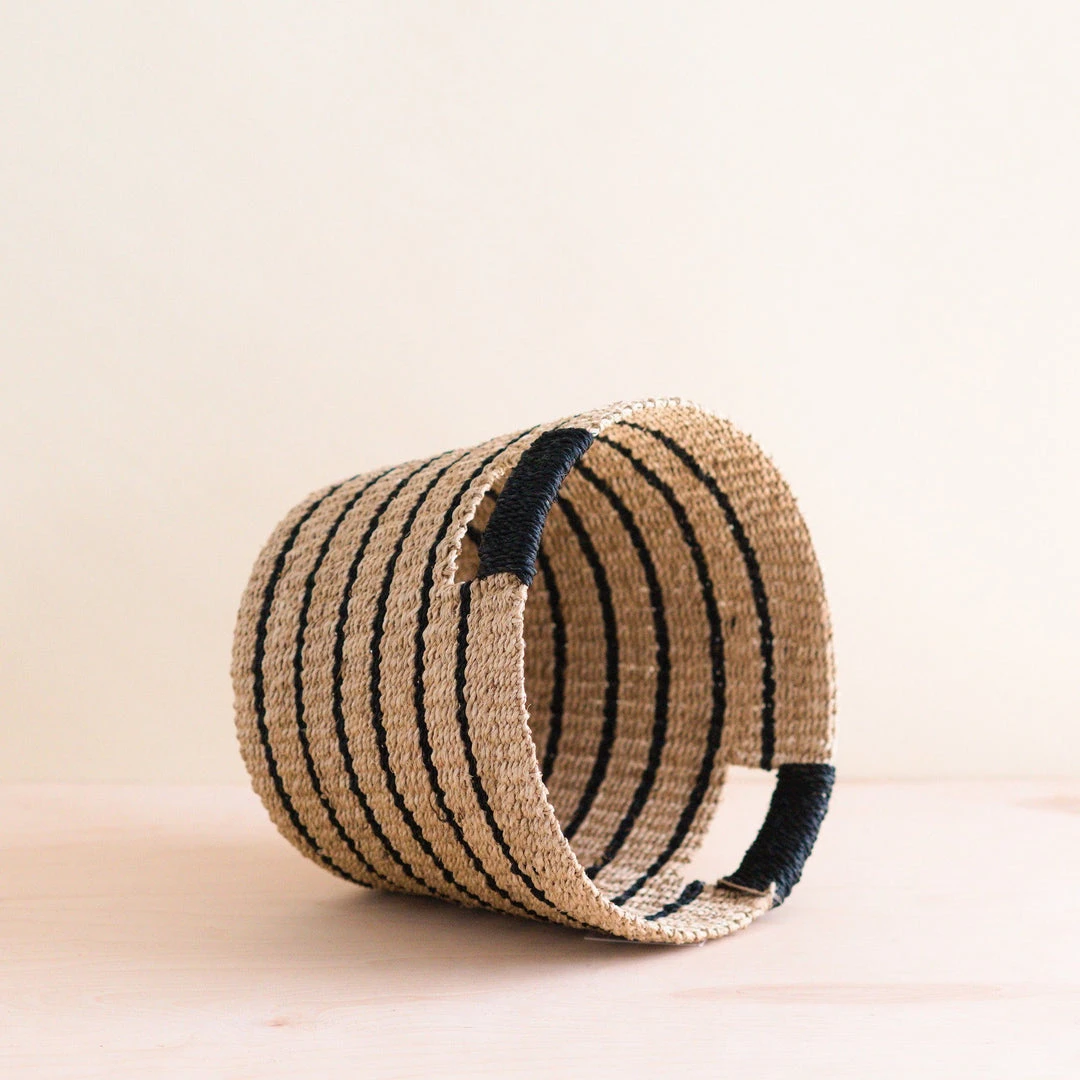 LIKHÂ Black + Natural Striped Tapered Basket 5 LIKHÂ Black + Natural Striped Tapered Basket