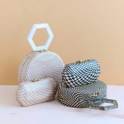 LIKHÂ Dusty Rose Houndstooth Clutch Accessories