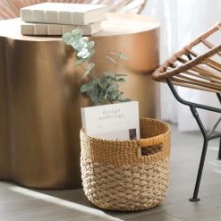 LIKHÂ Home Goods Golden Brown Round Floor Basket 8 LIKHÂ Home Goods Golden Brown Round Floor Basket