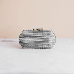 LIKHÂ Accessories Gray Shibori Pattern Clutch