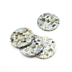 LIKHÂ Mosaic Mother Of Pearl Coaster Set Kitchen + Dining
