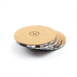 LIKHÂ Mosaic Mother Of Pearl Coaster Set Kitchen + Dining