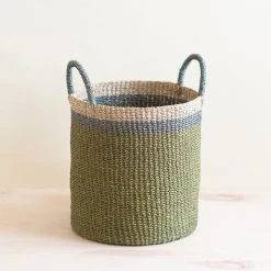 LIKHĂ‚ Home Goods Olive Floor Basket With Handles