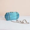 LIKHÂ Sea Green Shibori Pattern Clutch
