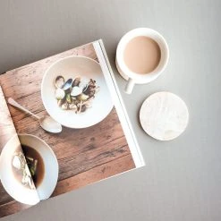 LIKHÂ White Mother Of Pearl Coaster Set Kitchen + Dining