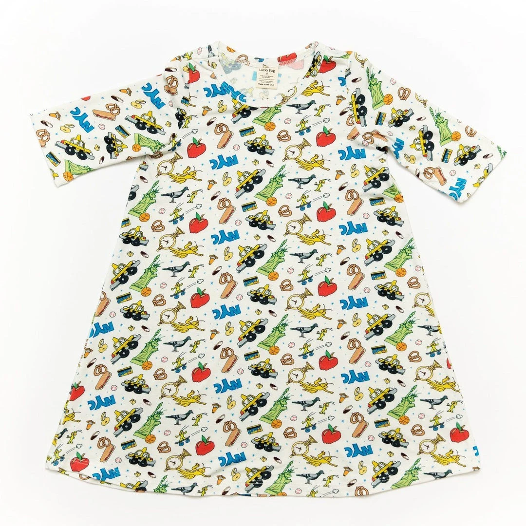 Lucky Bug Clothing Kids' + Baby Kids' Essential Bamboo NYC Play Dress 3 Lucky Bug Clothing Kids' + Baby Kids' Essential Bamboo NYC Play Dress