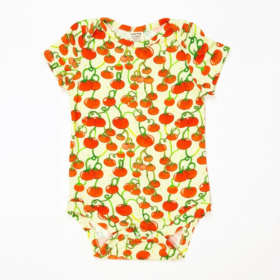 Lucky Bug Clothing Made In USA Baby's Essential Bamboo Tomato Onesie 3 Lucky Bug Clothing Made In USA Baby's Essential Bamboo Tomato Onesie