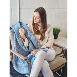 Studio Variously Home Goods Macaroon Merino Wool Throw Blanket - Sky 19 Studio Variously Home Goods Macaroon Merino Wool Throw Blanket - Sky