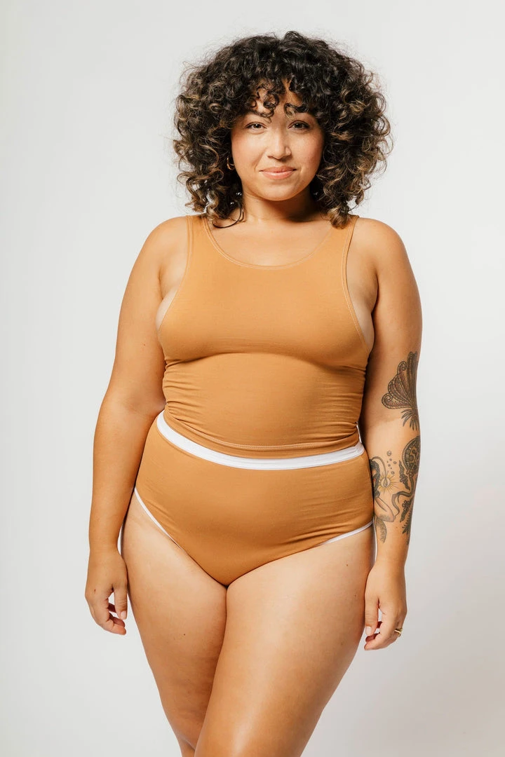 Mary Young High Waist Bamboo Thong - Caramel Underwear + Bras 4 Mary Young High Waist Bamboo Thong - Caramel Underwear + Bras