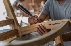 Masaya & Co. Handcrafted Zapatera Teak Shower Stool