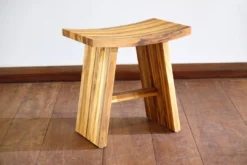 Masaya & Co. Handcrafted Zapatera Teak Shower Stool