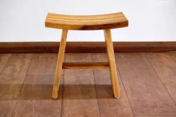 Masaya & Co. Handcrafted Zapatera Teak Shower Stool