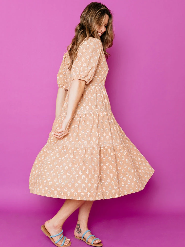 Mata Traders Clothing Catherine Wheat Blossom Tiered Maxi Dress 6 Mata Traders Clothing Catherine Wheat Blossom Tiered Maxi Dress