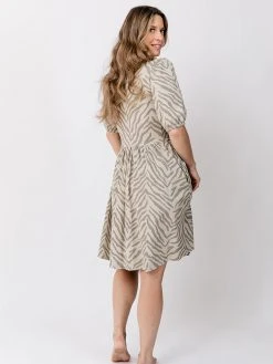 Mata Traders Inez Savanna Stripe Bubble Sleeve Dress