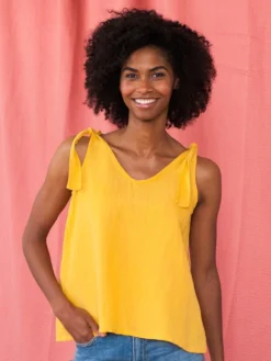 Mata Traders Two Way Linen Tank - Yellow Handcrafted