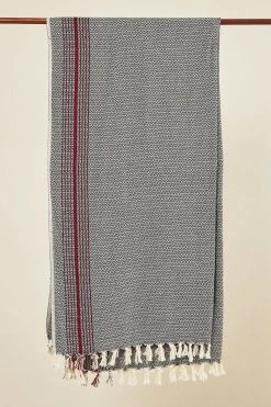 Anatolico Matia Turkish Blanket / Scarf - Black Throw Blankets
