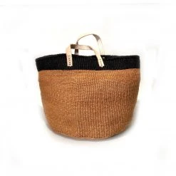Mbare Home Goods Floor Basket With Leather Handles