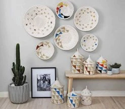 Mbare Inyabu Large Wall Basket - Blue Triangles 6 Mbare Inyabu Large Wall Basket - Blue Triangles