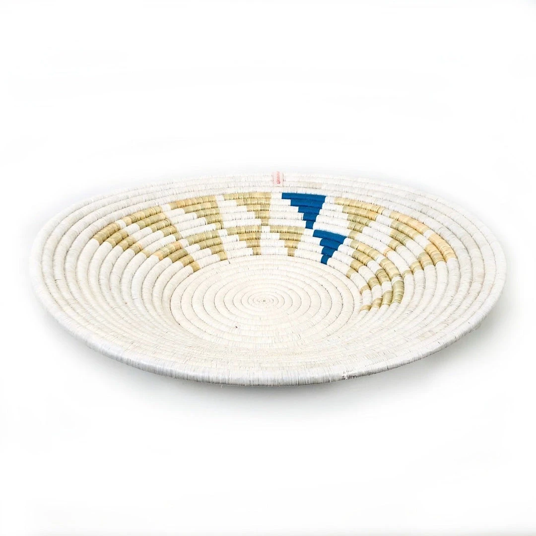 Mbare Inyabu Large Wall Basket - Blue Triangles 5 Mbare Inyabu Large Wall Basket - Blue Triangles