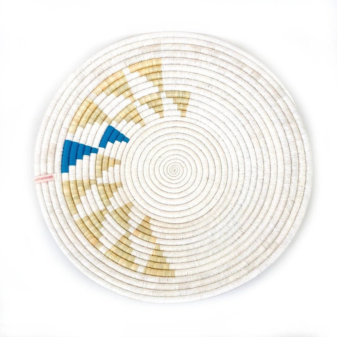 Mbare Inyabu Large Wall Basket - Blue Triangles 3 Mbare Inyabu Large Wall Basket - Blue Triangles