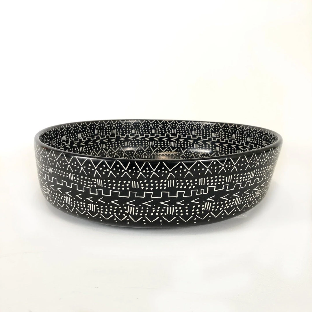 Mbare Large Black Mud Cloth Bowl Home Goods 4 Mbare Large Black Mud Cloth Bowl Home Goods