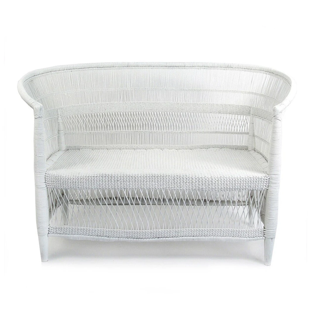 Mbare Malawi Cane Loveseat - White 3 Mbare Malawi Cane Loveseat - White