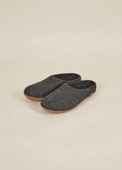 Kyrgies Men's Molded Sole Low Back Wool Slippers - Charcoal