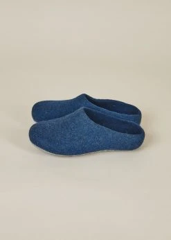 Kyrgies Men's Classic Sole Low Back Wool Slippers - Navy 11 Kyrgies Men's Classic Sole Low Back Wool Slippers - Navy