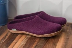 Kyrgies Men's Molded Sole Low Back Wool Slippers - Plum Best Sellers