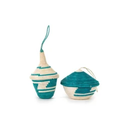 Azizi Life Miniature Basket Ornament - Emerald Green BIPOC Owned