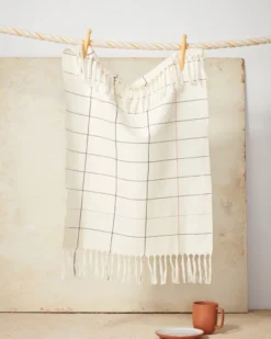 Minna Handcrafted Cream Grid Towel
