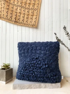 Minna Moon Shag Pillow - Monochrome Indigo