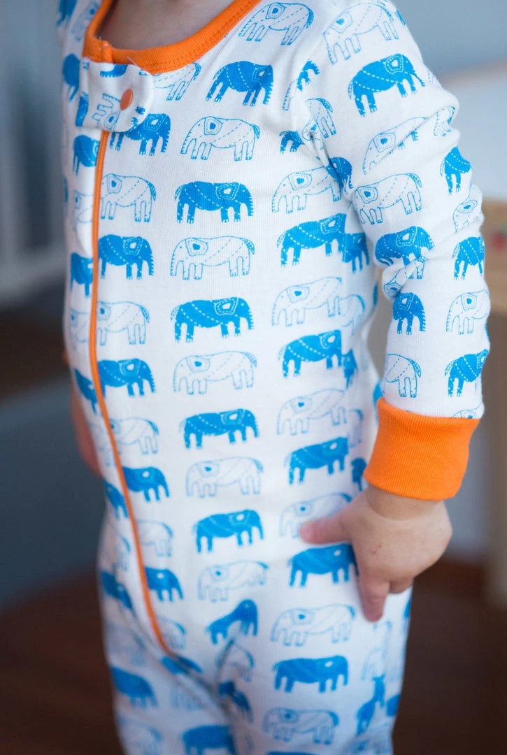 Mirasa Design Baby Footed Elephant Onesie - Orange 4 Mirasa Design Baby Footed Elephant Onesie - Orange