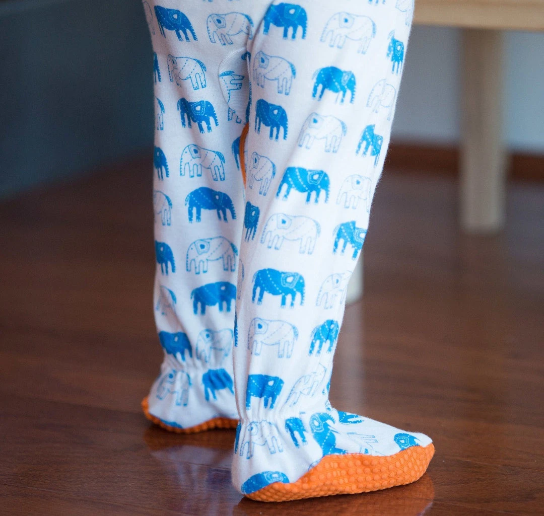 Mirasa Design Baby Footed Elephant Onesie - Orange 7 Mirasa Design Baby Footed Elephant Onesie - Orange