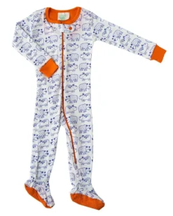 Mirasa Design Handcrafted Baby Footed Hippo + Rhino Onesie