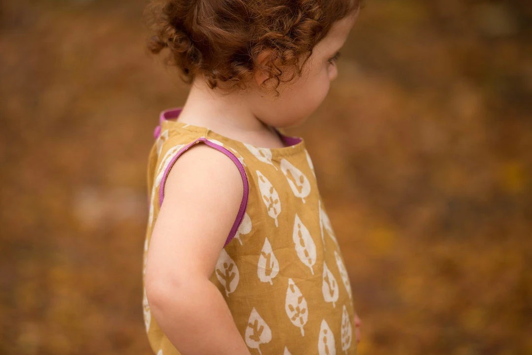 Mirasa Design Baby Gifts Baby Bold Leaf Dress - Forest Yellow 5 Mirasa Design Baby Gifts Baby Bold Leaf Dress - Forest Yellow